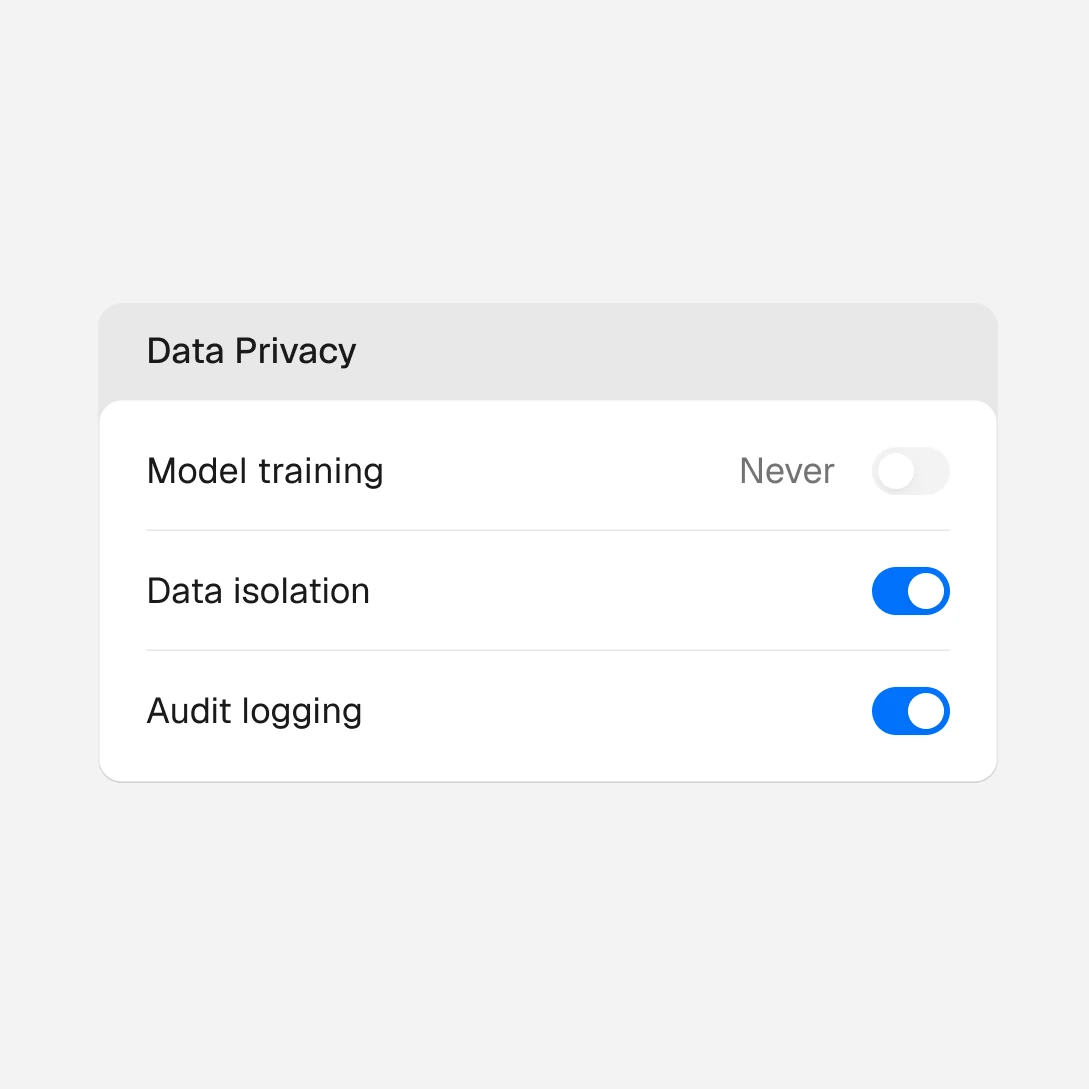 Your data never trains AI models